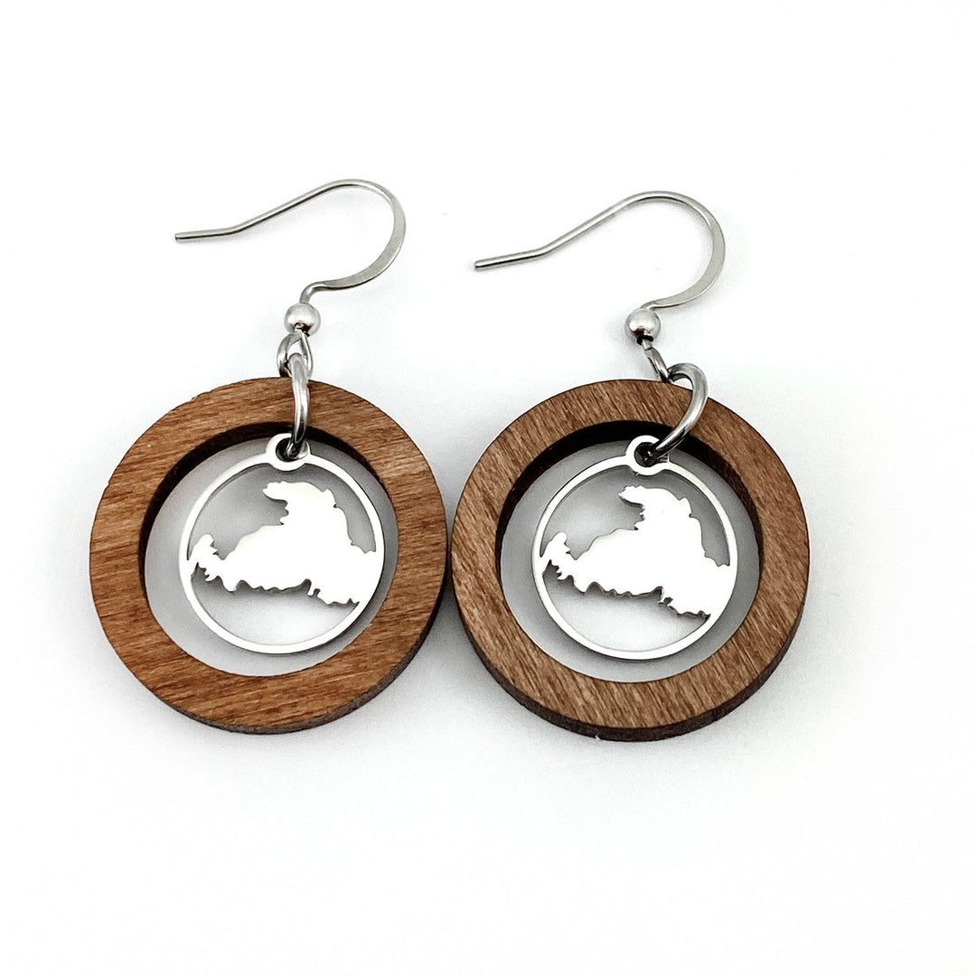 Drummond Island Wooden Hoop Earrings medium custom - Be Inspired UP