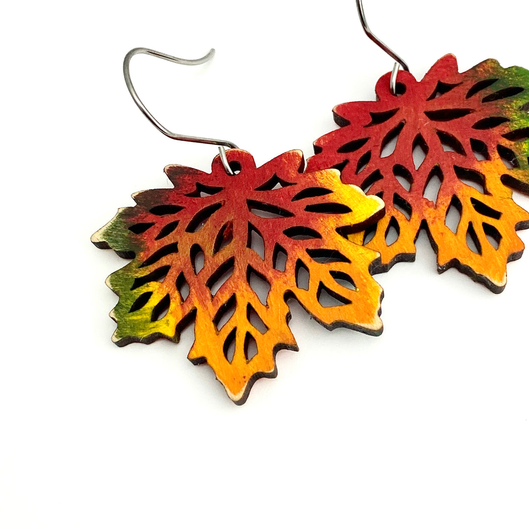 Fall Leaf Earrings Colorful