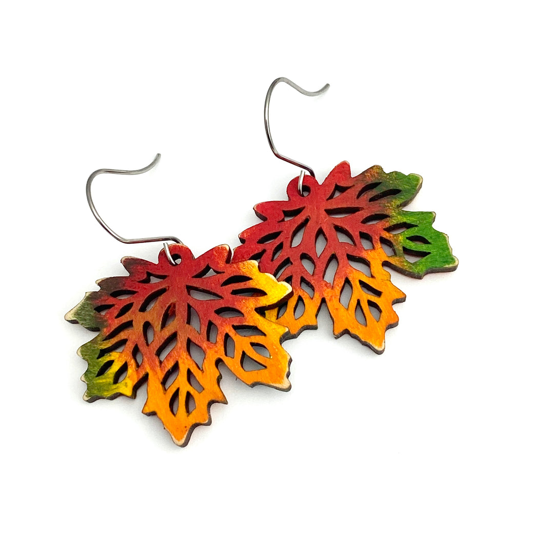 Fall Leaf Earrings Colorful