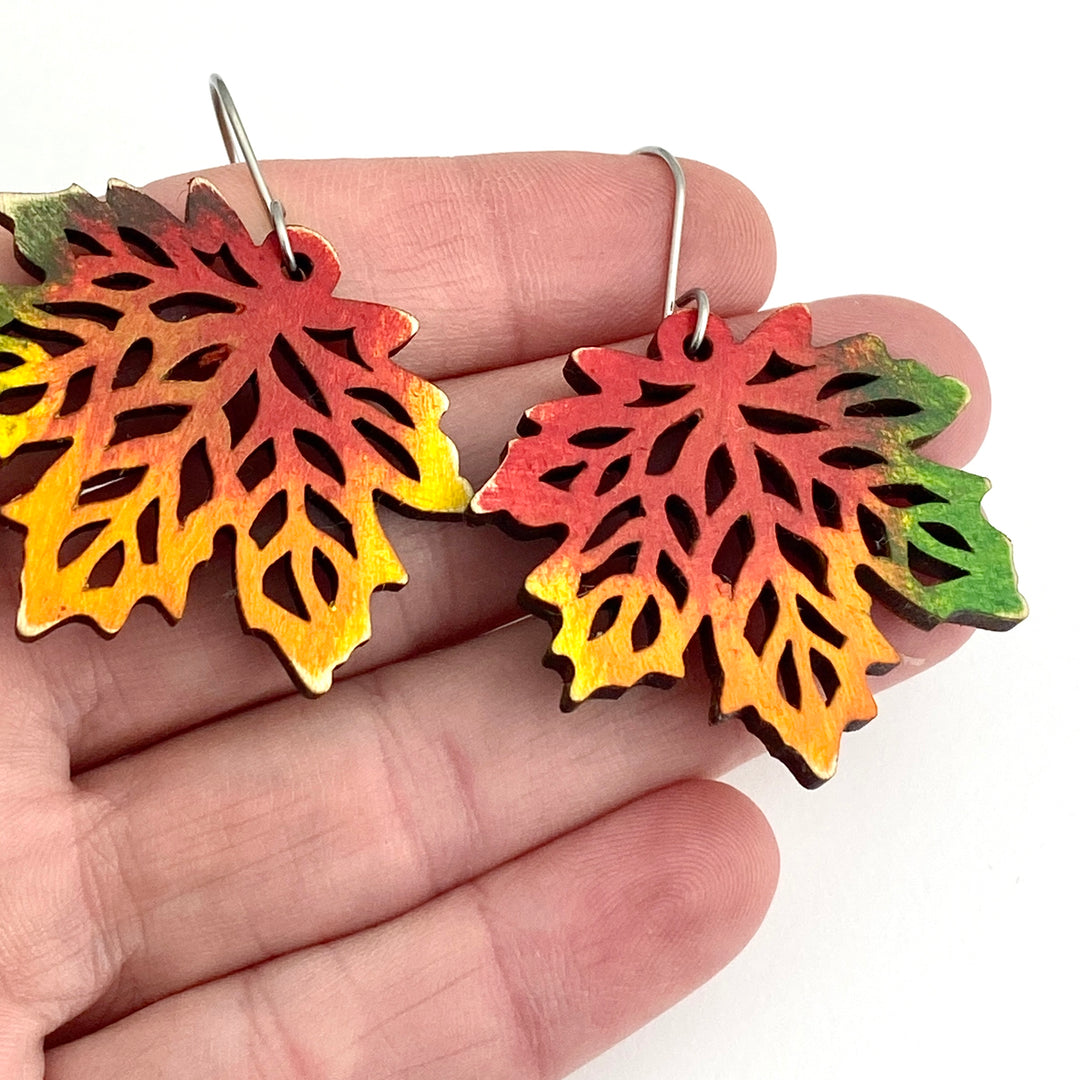 Fall Leaf Earrings Colorful