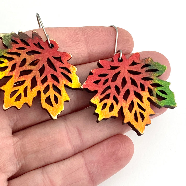 Fall Leaf Earrings Colorful