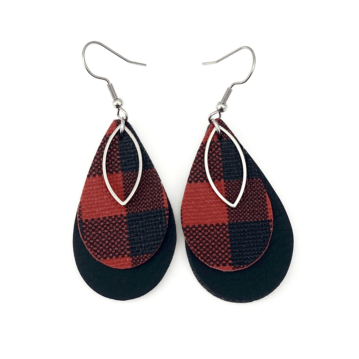 Buffalo Plaid earrings with charm - Be Inspired UP