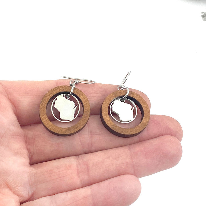 Wisconsin Wooden Hoop Earrings Medium or Large - Be Inspired UP