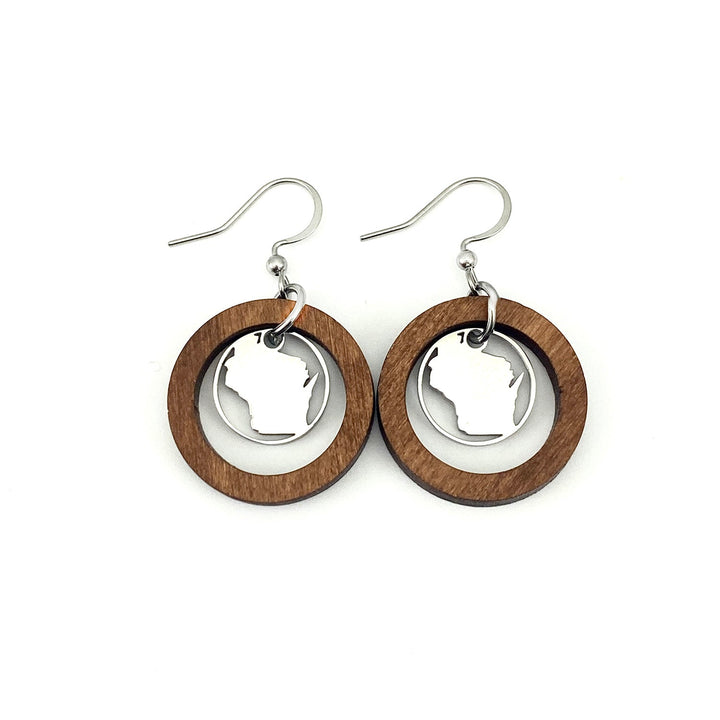 Wisconsin Wooden Hoop Earrings Medium or Large - Be Inspired UP