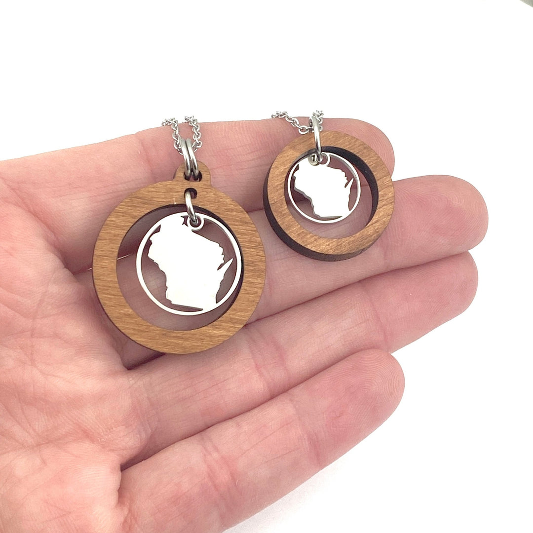 Wisconsin Wooden Hoop Pendant Medium or Large - Be Inspired UP