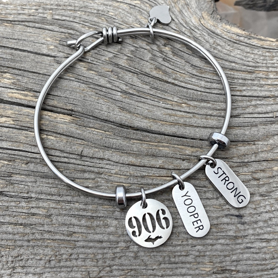 *906 “Yooper Strong” Charm Cuff Bracelet, New design - Be Inspired UP