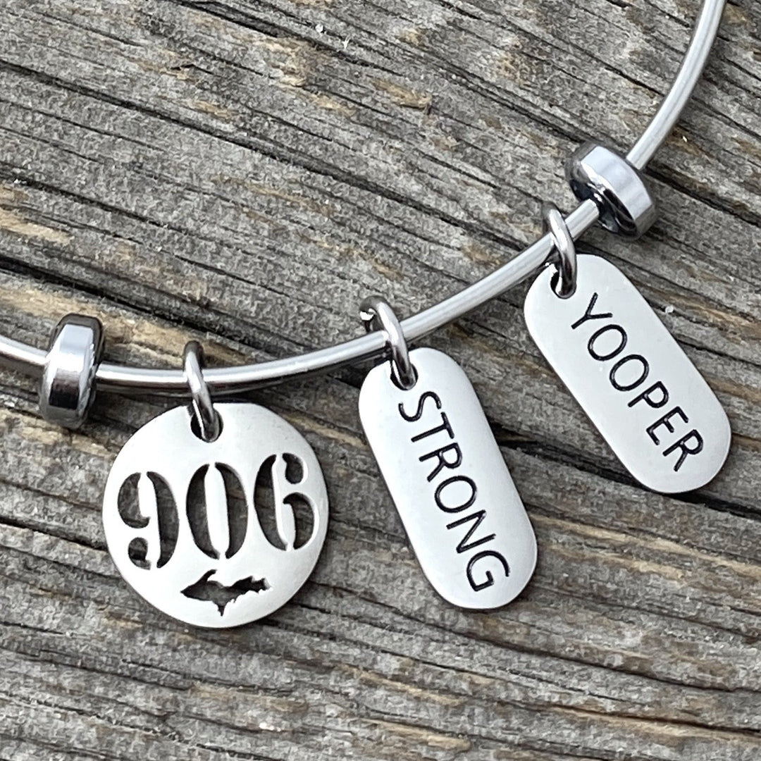 *906 “Yooper Strong” Charm Cuff Bracelet, New design - Be Inspired UP