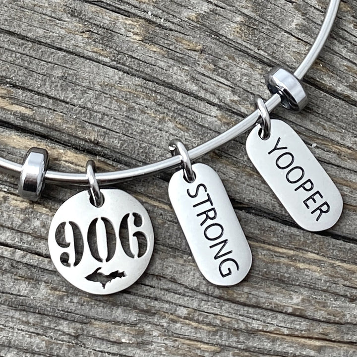 *906 “Yooper Strong” Charm Cuff Bracelet, New design - Be Inspired UP