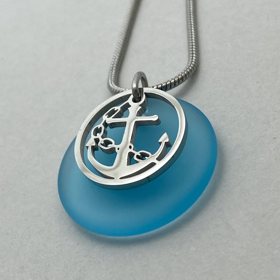 Anchor Beach Glass Pendant - Be Inspired UP