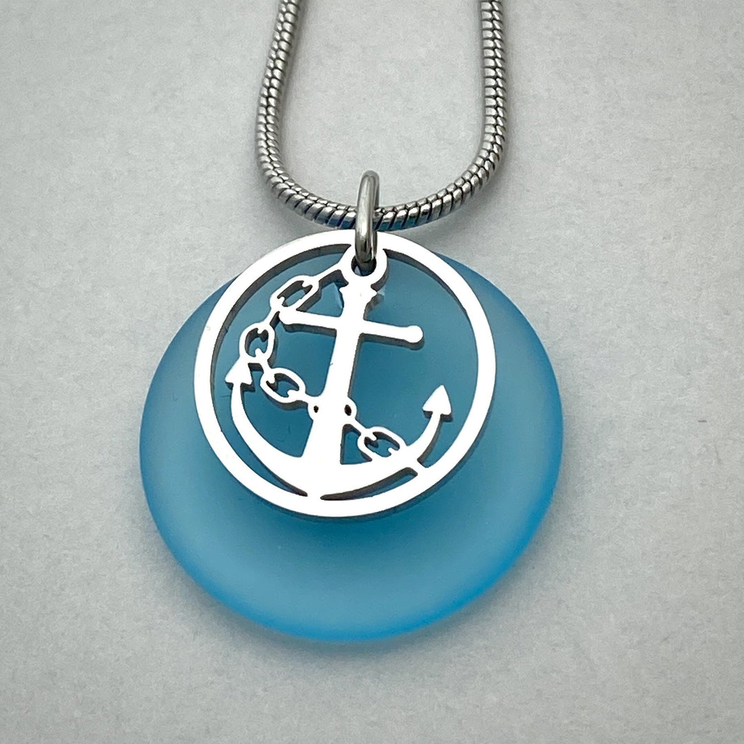 Anchor Beach Glass Pendant - Be Inspired UP