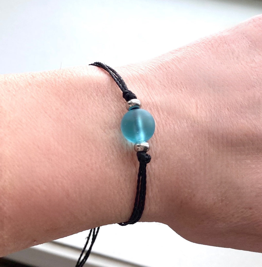 Beach Glass Bead Pull cord bracelet - Be Inspired UP
