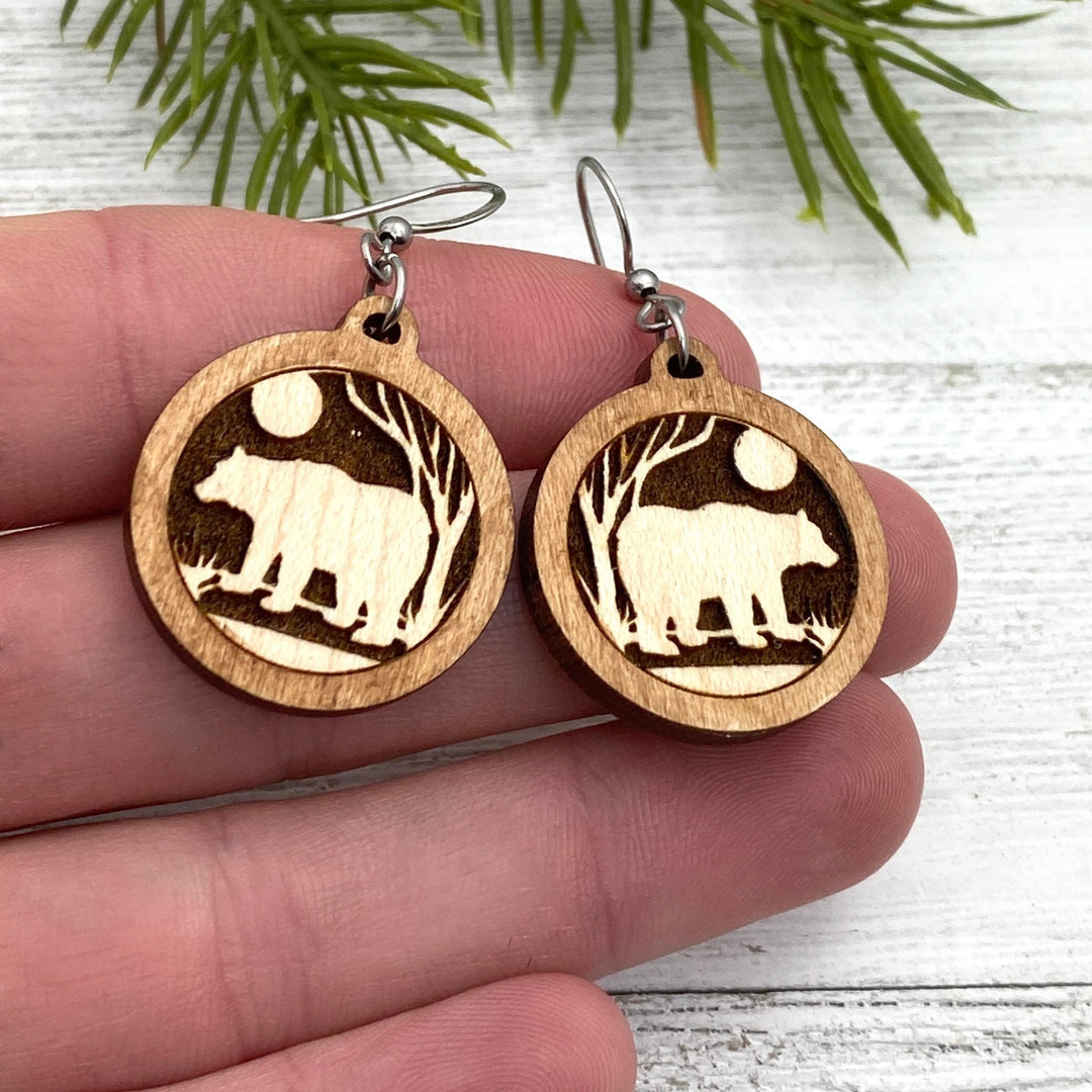 Bear Wooden Earrings - Be Inspired UP