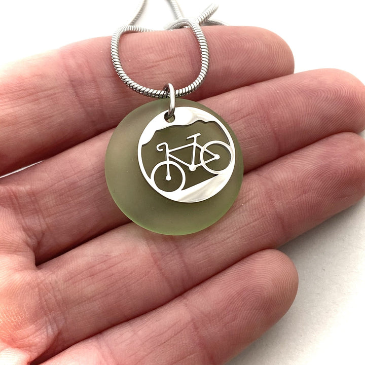 Bicycle Beach Glass Pendant - Be Inspired UP