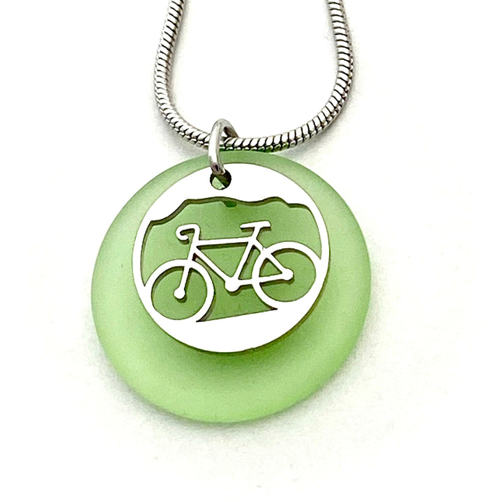 Bicycle Beach Glass Pendant - Be Inspired UP