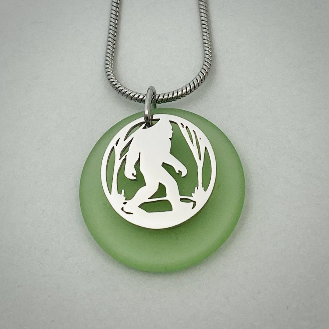 Bigfoot in Woods Beach Glass Pendant can we do this one?? - Be Inspired UP