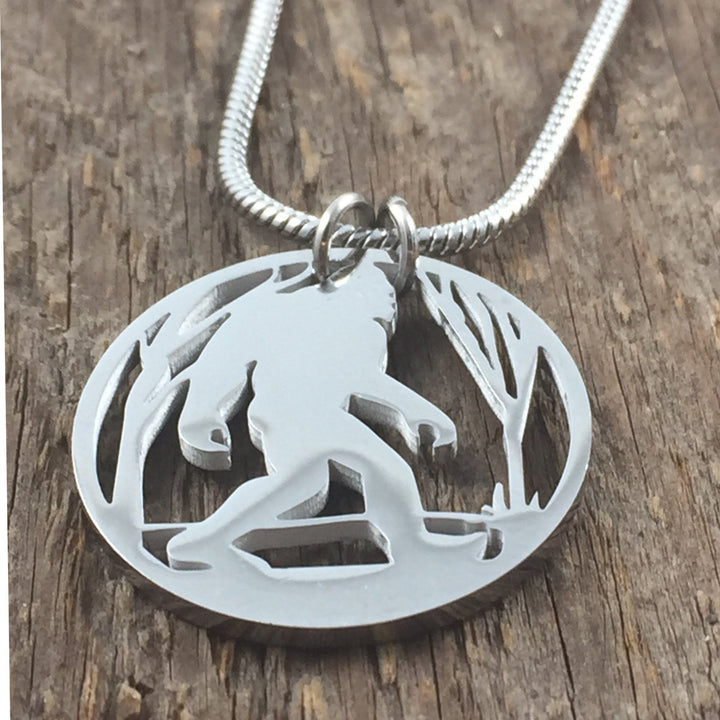 Bigfoot in Woods Pendant, large or petite - Be Inspired UP