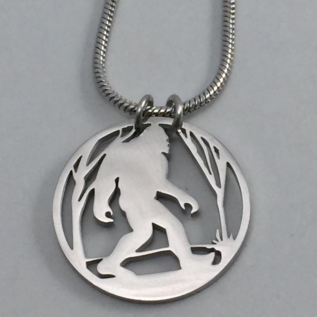 Bigfoot in Woods Pendant, large or petite - Be Inspired UP