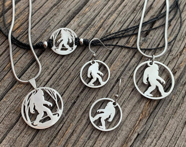 Bigfoot in Woods Pendant, large or petite - Be Inspired UP