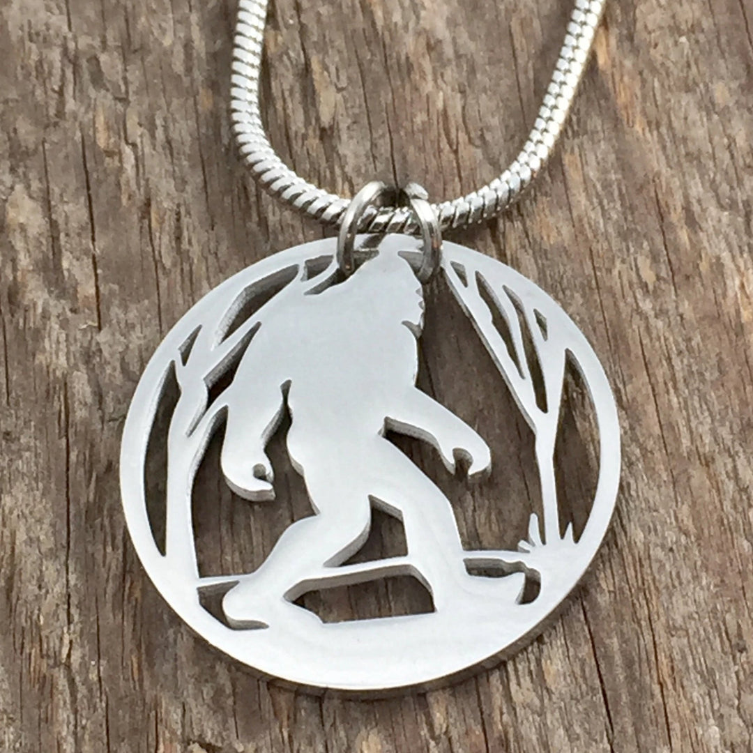 Bigfoot in Woods Pendant, large or petite - Be Inspired UP