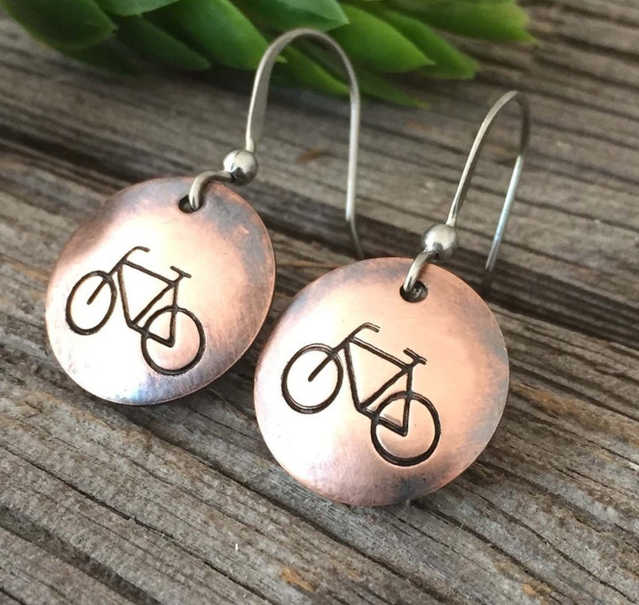 Bike Copper Earrings - Be Inspired UP