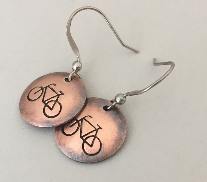 Bike Copper Earrings - Be Inspired UP