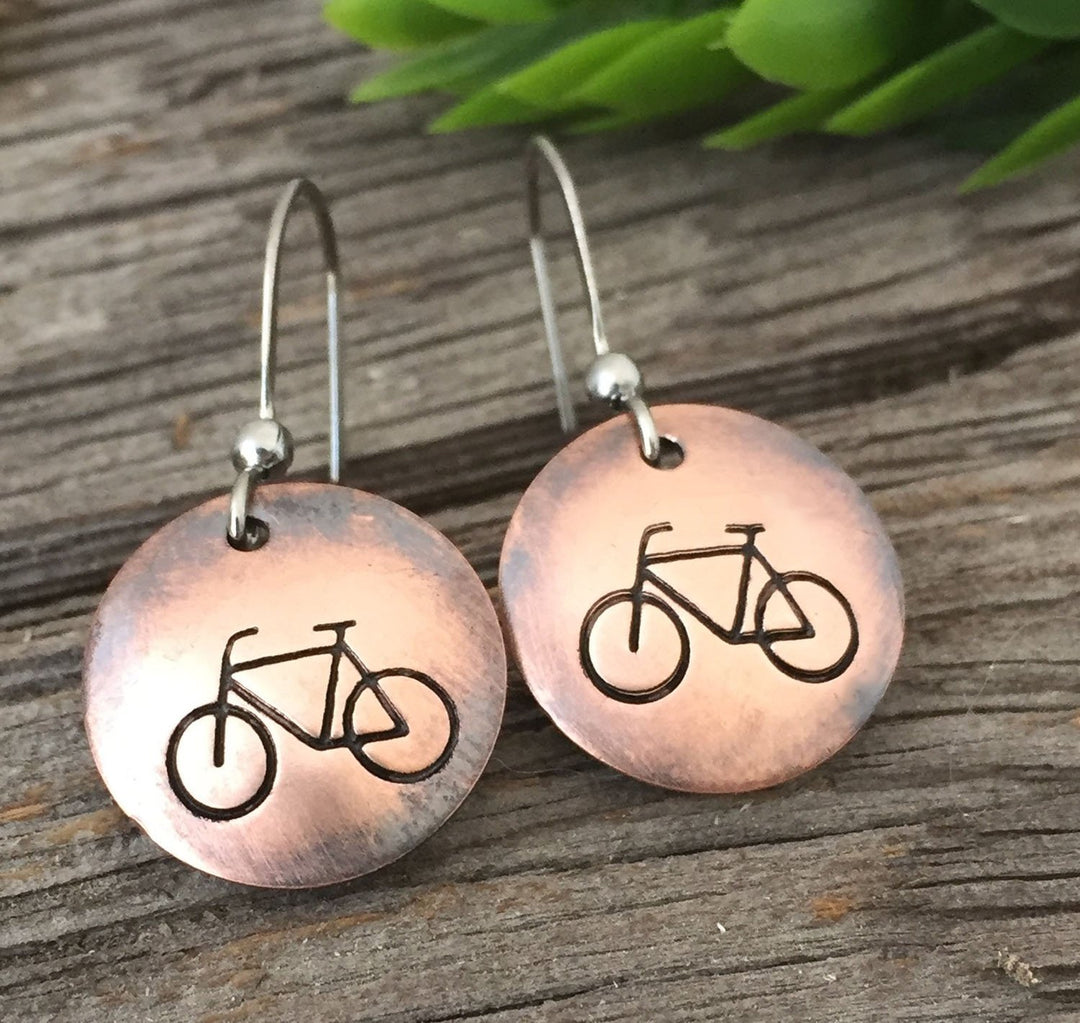 Bike Copper Earrings - Be Inspired UP