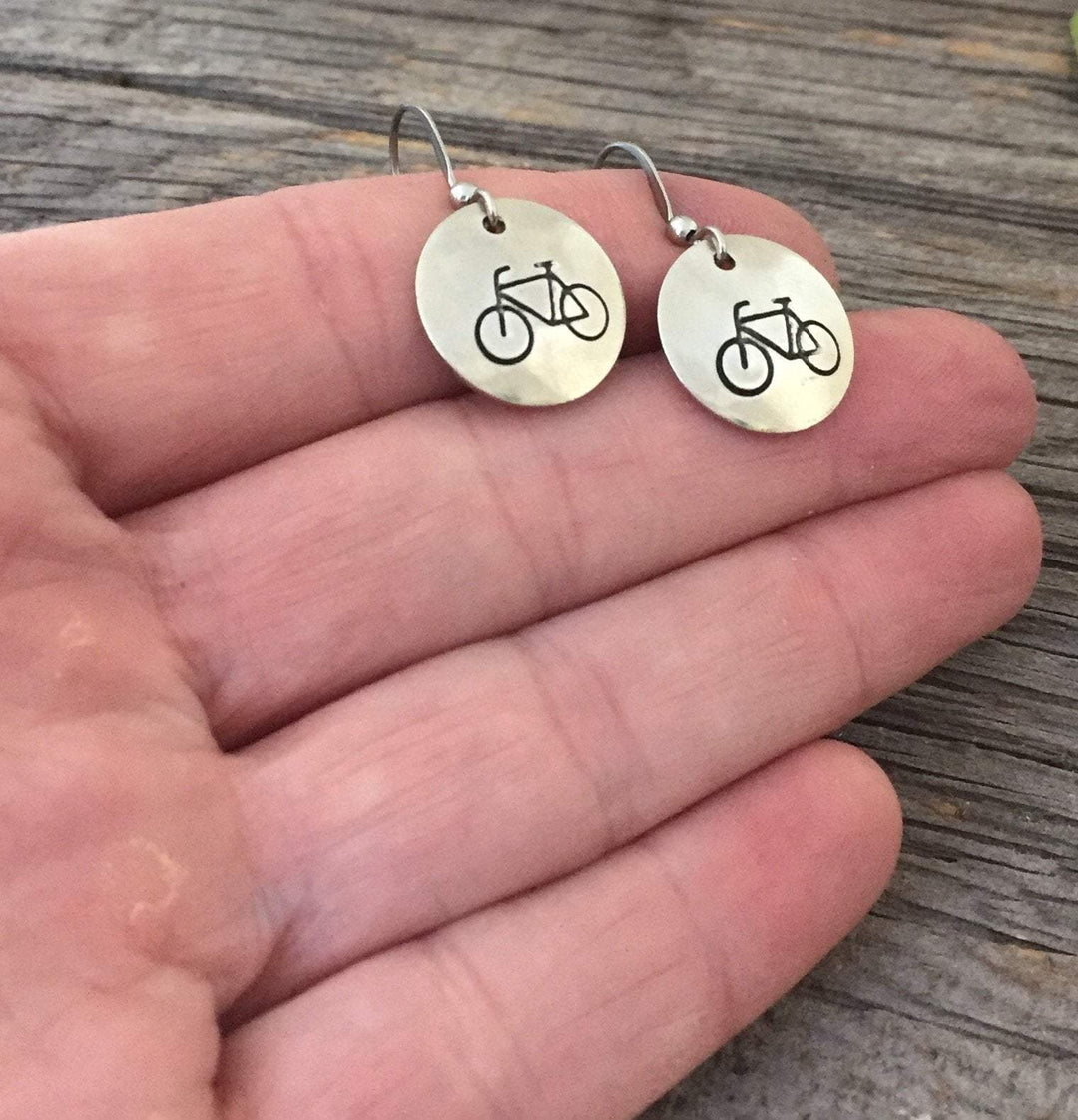 Bike Pewter Earrings - Be Inspired UP