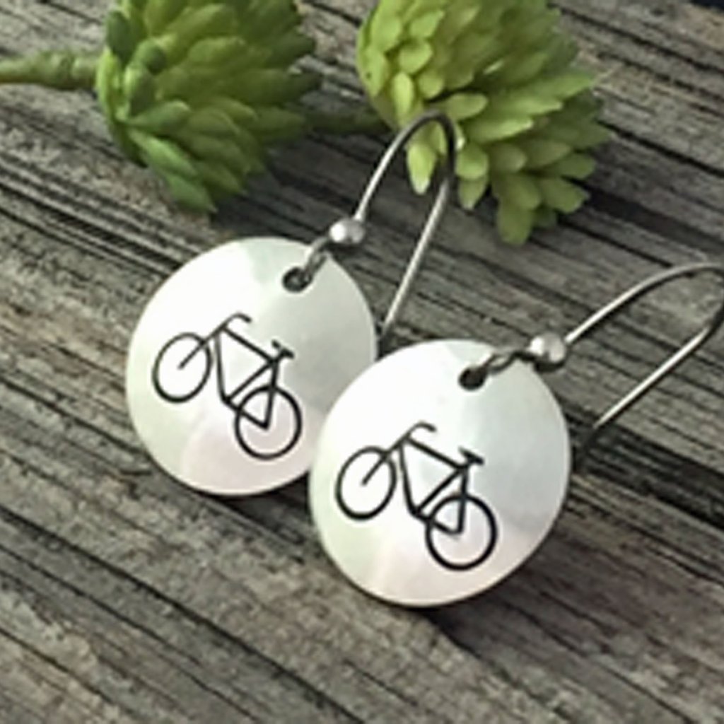 Bike Pewter Earrings - Be Inspired UP