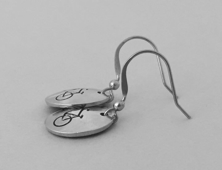 Bike Pewter Earrings - Be Inspired UP