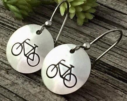 Bike Pewter Earrings - Be Inspired UP