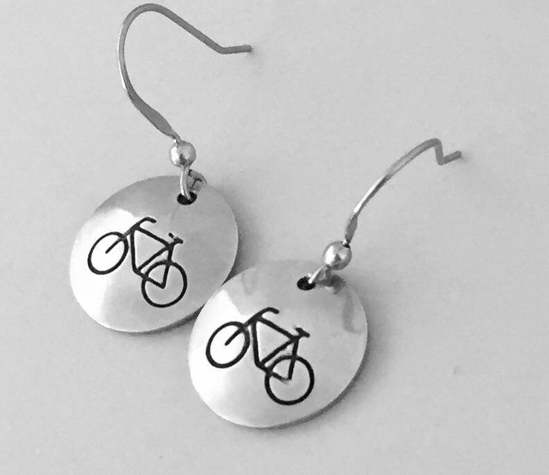 Bike Pewter Earrings - Be Inspired UP