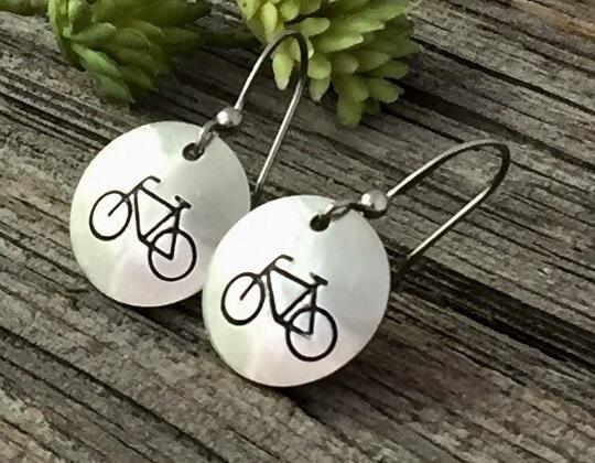 Bike Pewter Earrings - Be Inspired UP