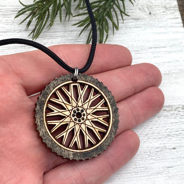Bike Tire Pendant wooden engraved - Be Inspired UP