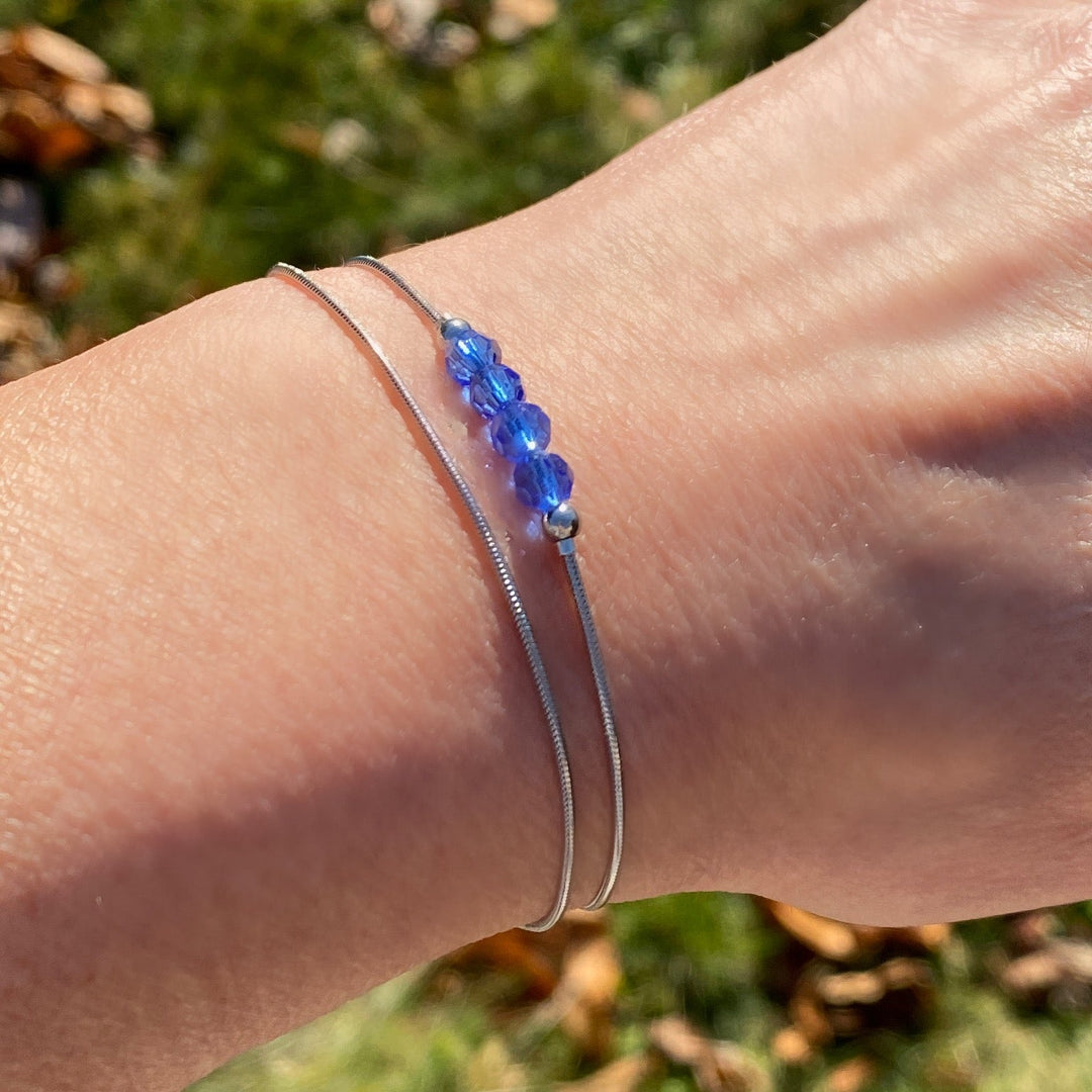 Birthstone double wrap bracelet, 4 crystals, Silver - Be Inspired UP