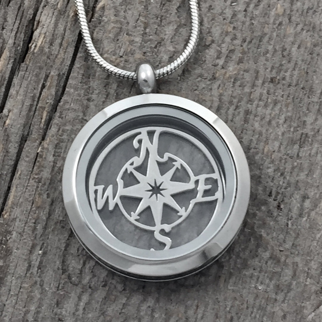 Compass Glass Locket - Be Inspired UP