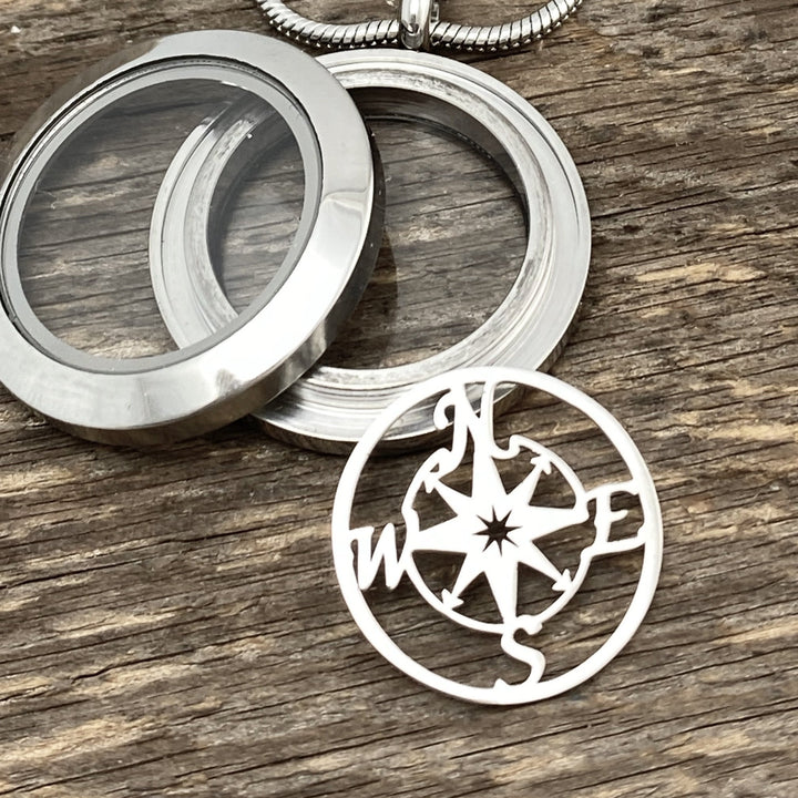 Compass Glass Locket - Be Inspired UP