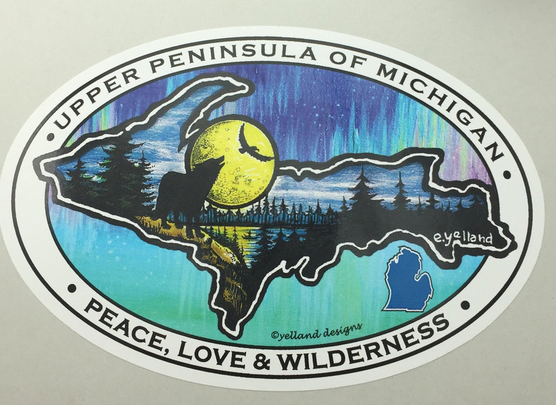 Decal - Peace, Love, and Wilderness - By Artist Elizabeth Yelland - Be Inspired UP