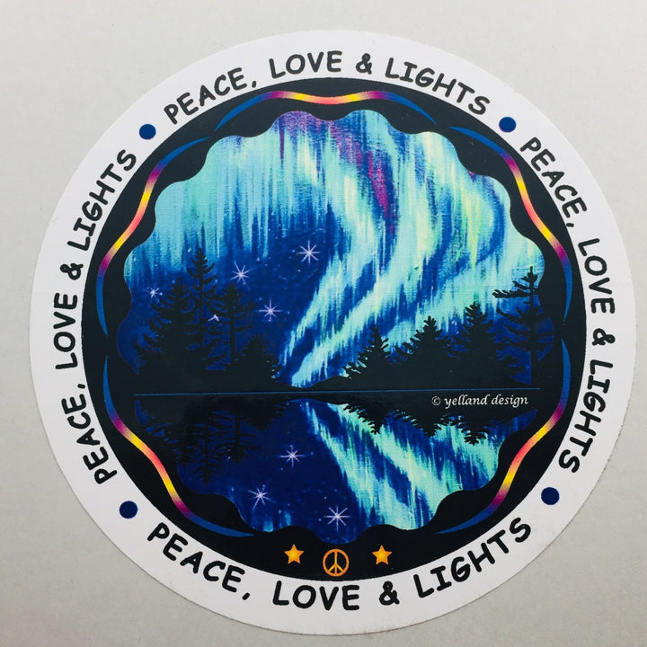 Decal - Peace, Love & Lights - By Artist Elizabeth Yelland - Be Inspired UP