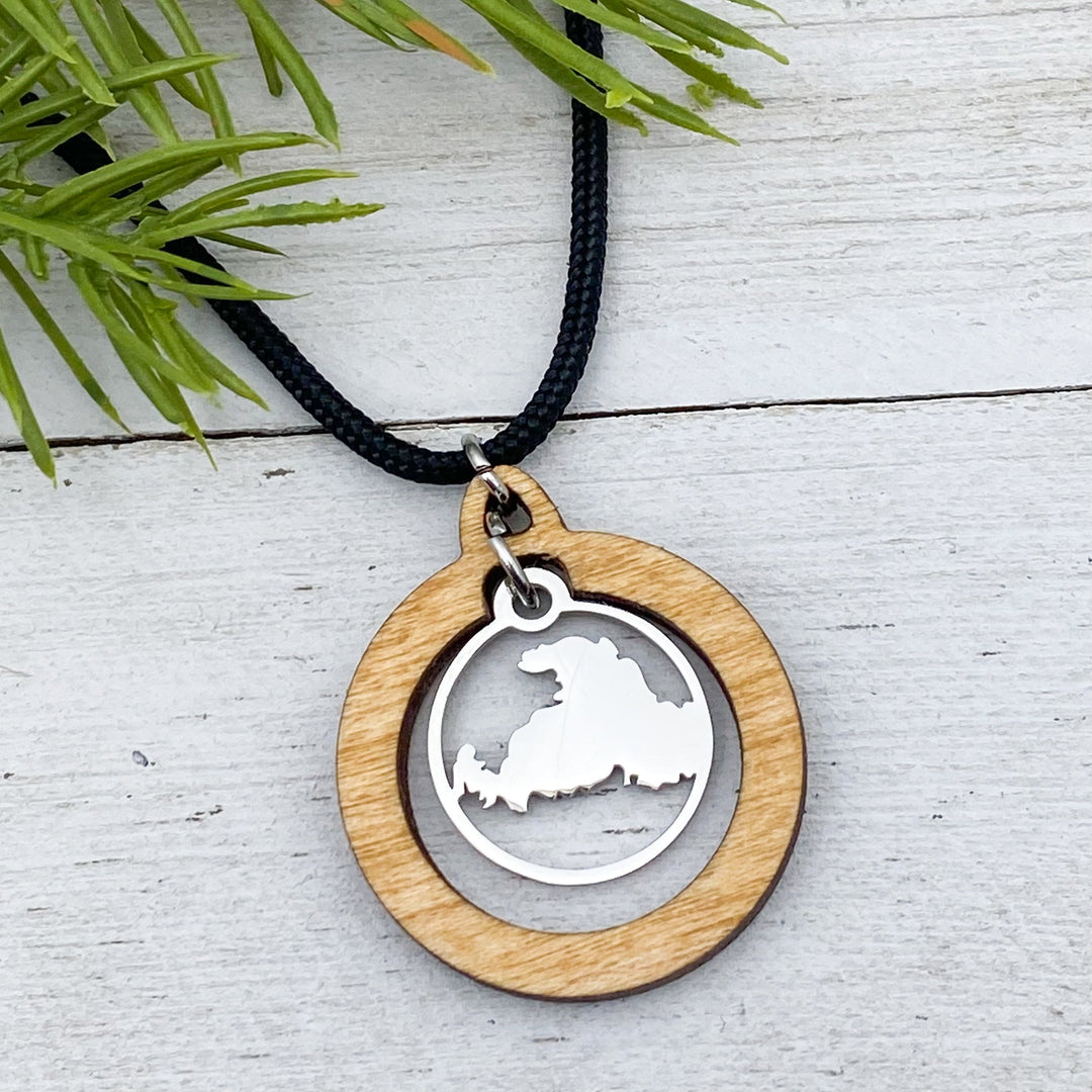 Drummond Island Wooden Hoop Pendant, with charm - Custom - Be Inspired UP