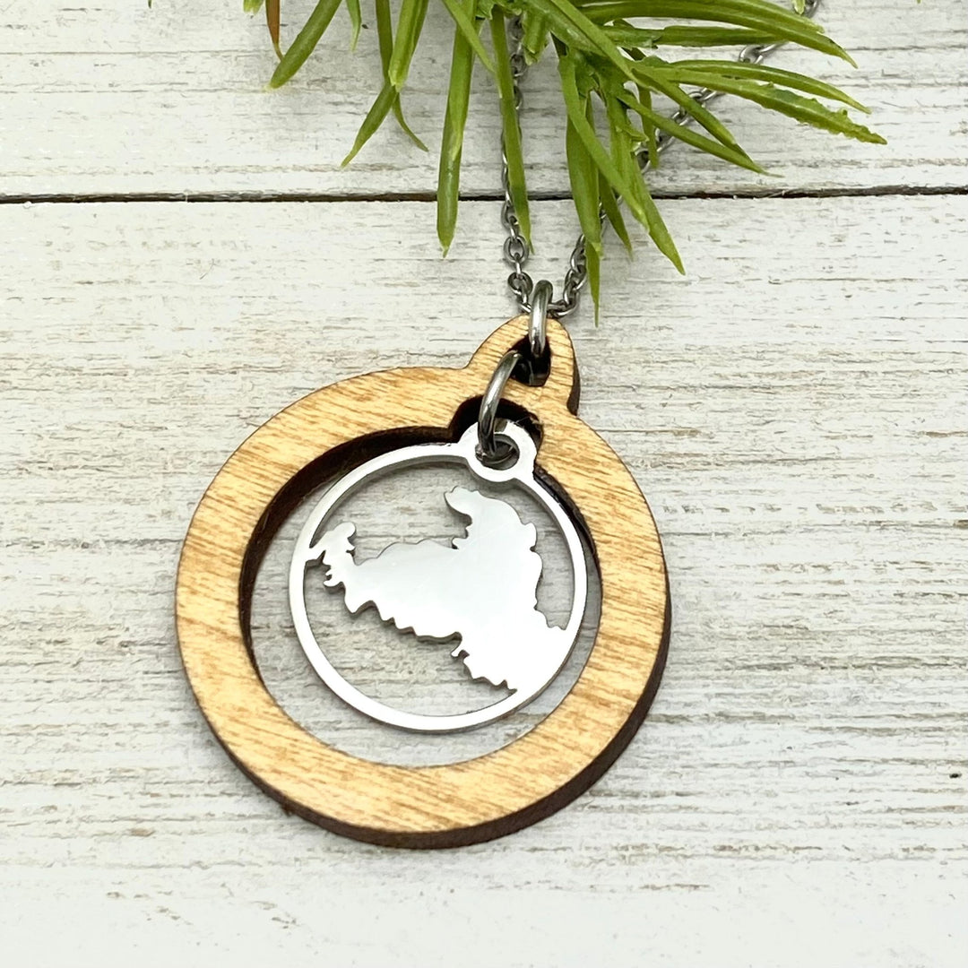 Drummond Island Wooden Hoop Pendant, with charm - Custom - Be Inspired UP