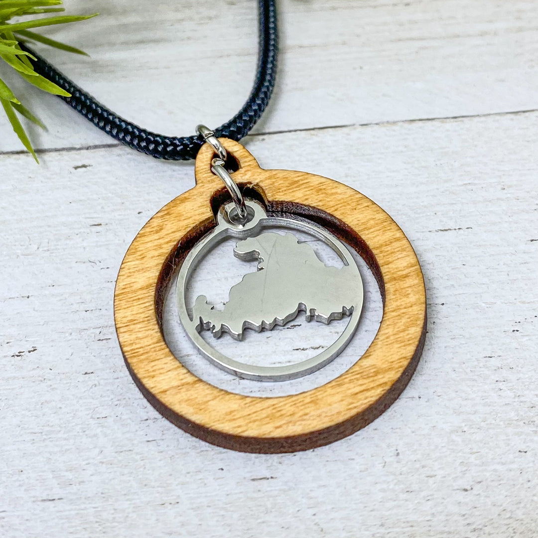 Drummond Island Wooden Hoop Pendant, with charm - Custom - Be Inspired UP