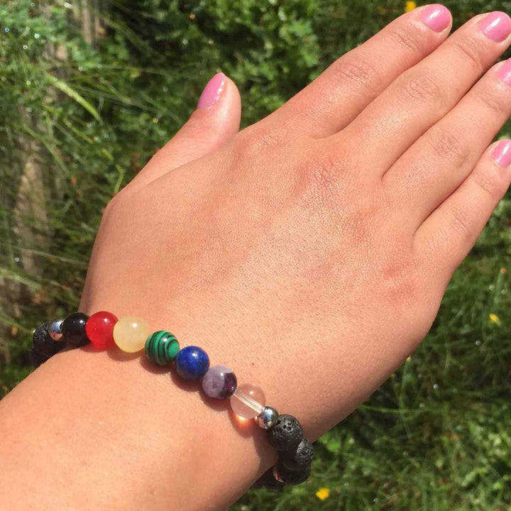Essential Oil Chakra Bracelet w/charm - Be Inspired UP