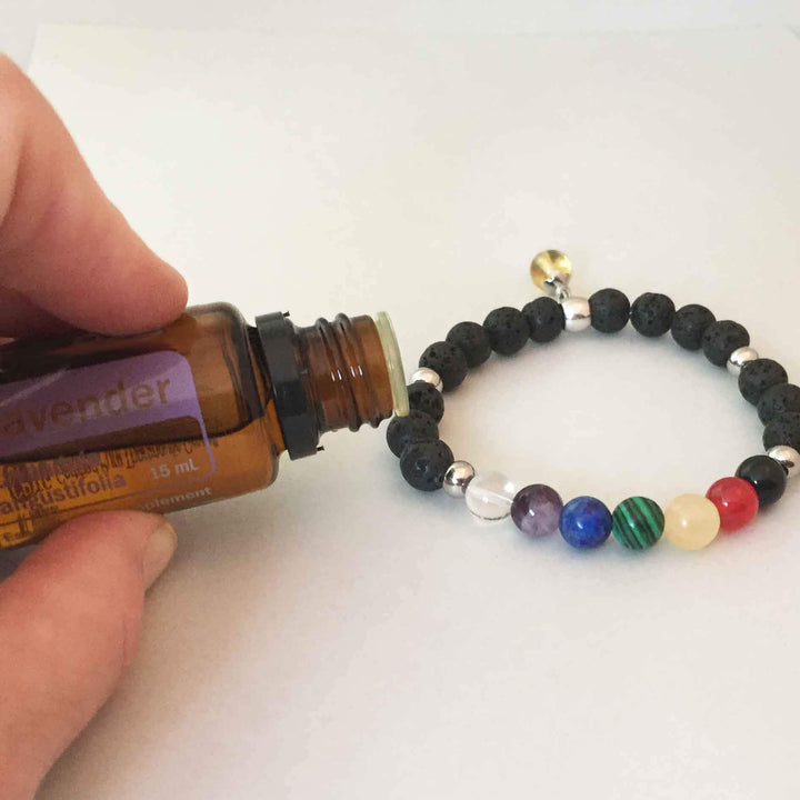 Essential Oil Chakra Bracelet w/charm - Be Inspired UP