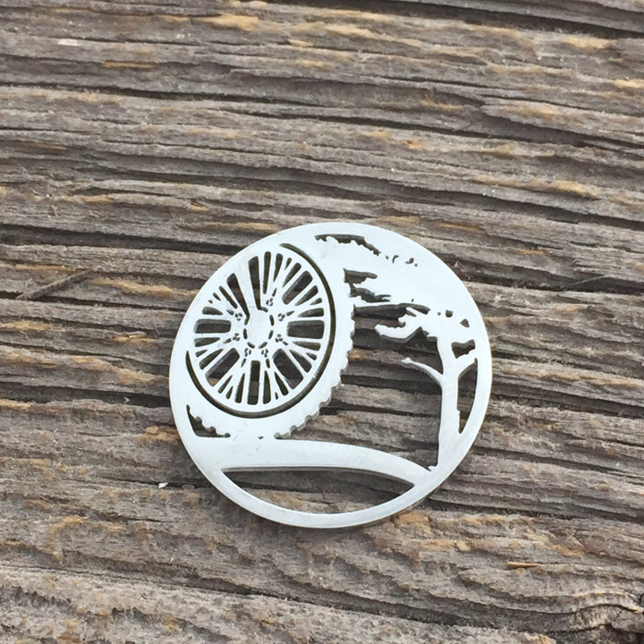 Fat Tire Bike on Trail Glass Locket - Be Inspired UP