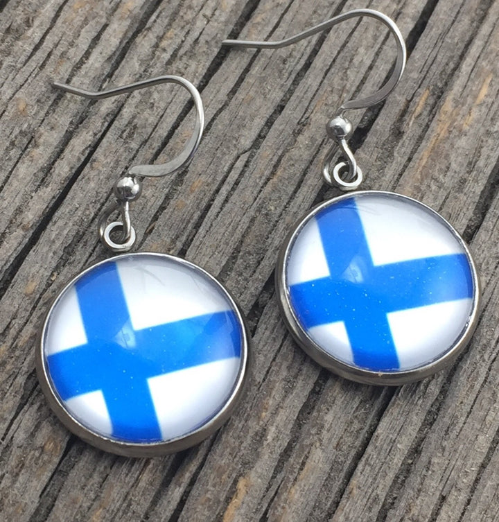 Finnish Flag Earrings - Be Inspired UP