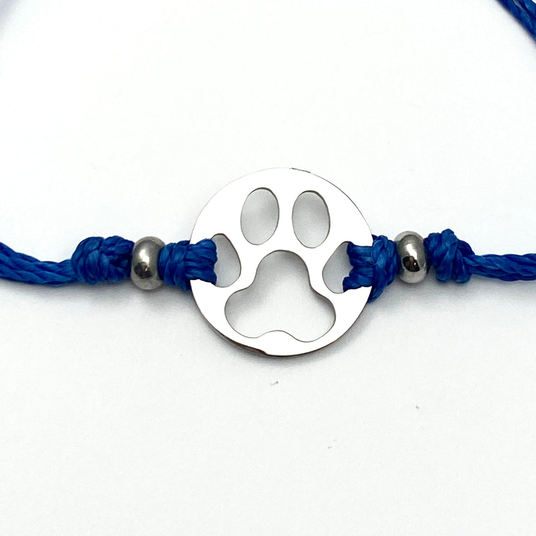 Furry Friend Paw Print Pull Cord Bracelet - Be Inspired UP