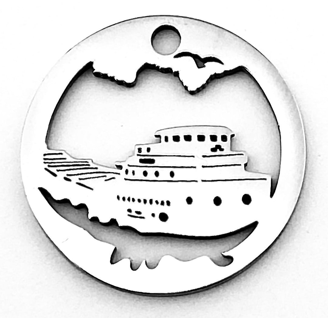 Great Lakes Freighter Beach Glass Pendant - Be Inspired UP