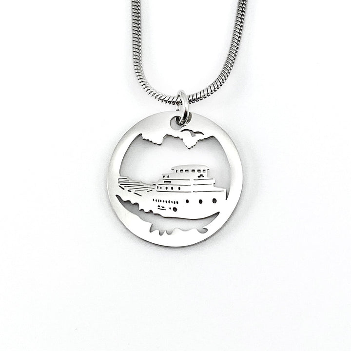 Great Lakes Freighter Pendant, large or petite - Be Inspired UP