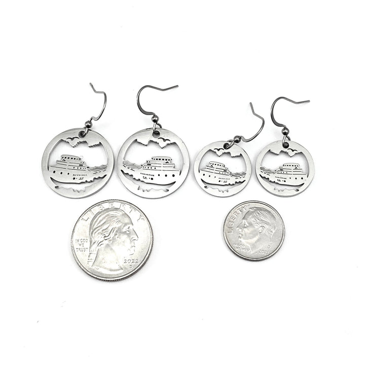 Great Lakes Freighter Petite or Large earrings - Be Inspired UP