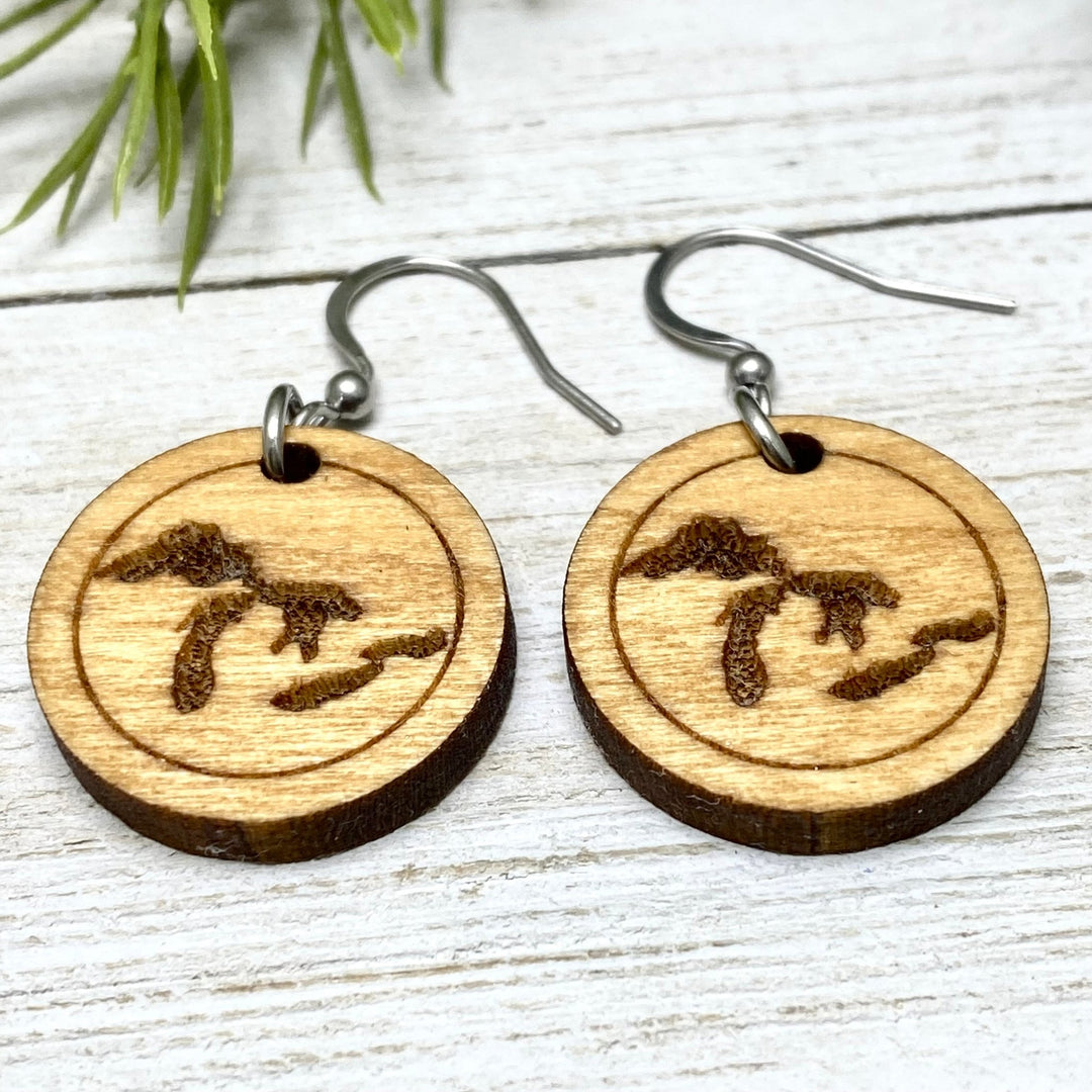 Great Lakes Wooden Earrings - Be Inspired UP